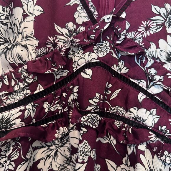 Bardot Women’s Jolie Floral Print Lattice Trim Satin Midi Dress Size 6/Small - Picture 7 of 12